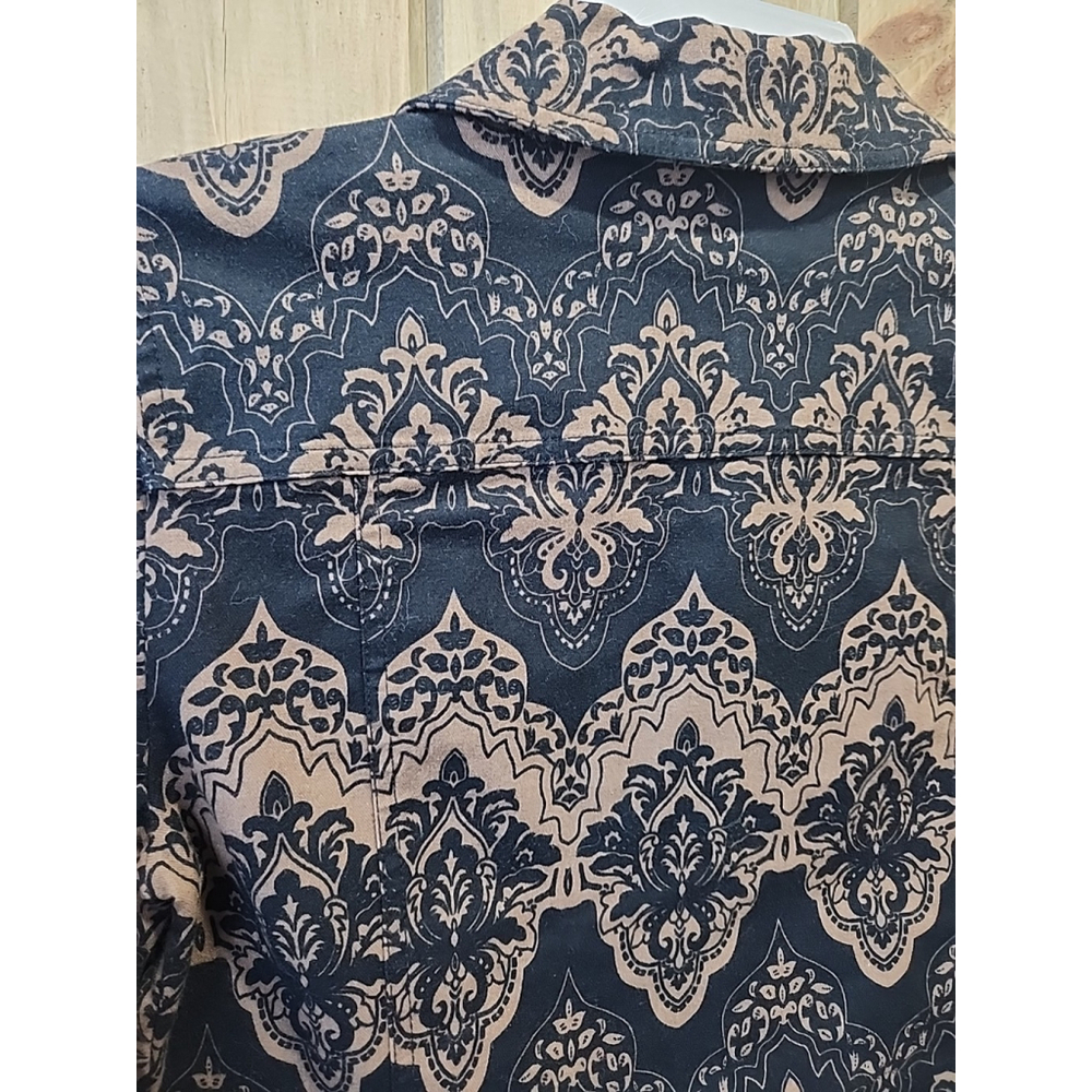 Chicos Black&Tan Jacket Sz 0 Brocade Shacket Jean Style Casual, NWOT - Picture 12 of 13